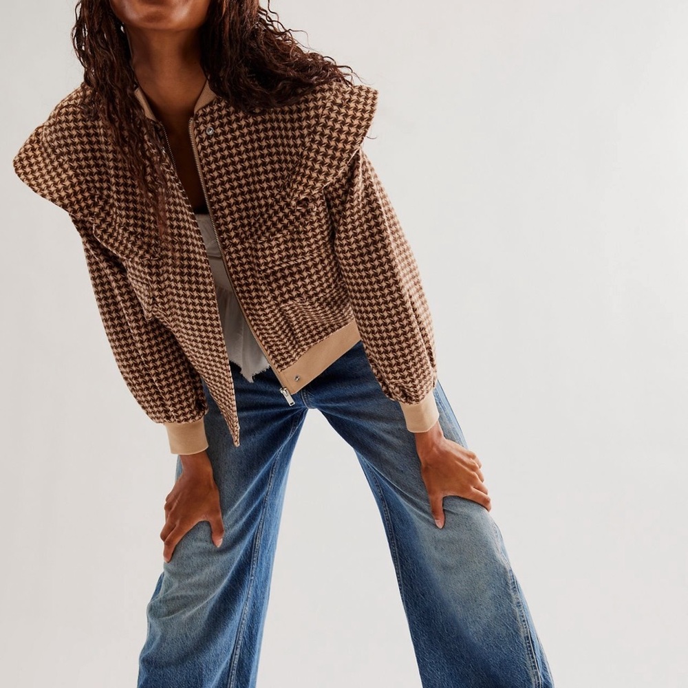 NWT!! Driftwood houndstooth bomber jacket